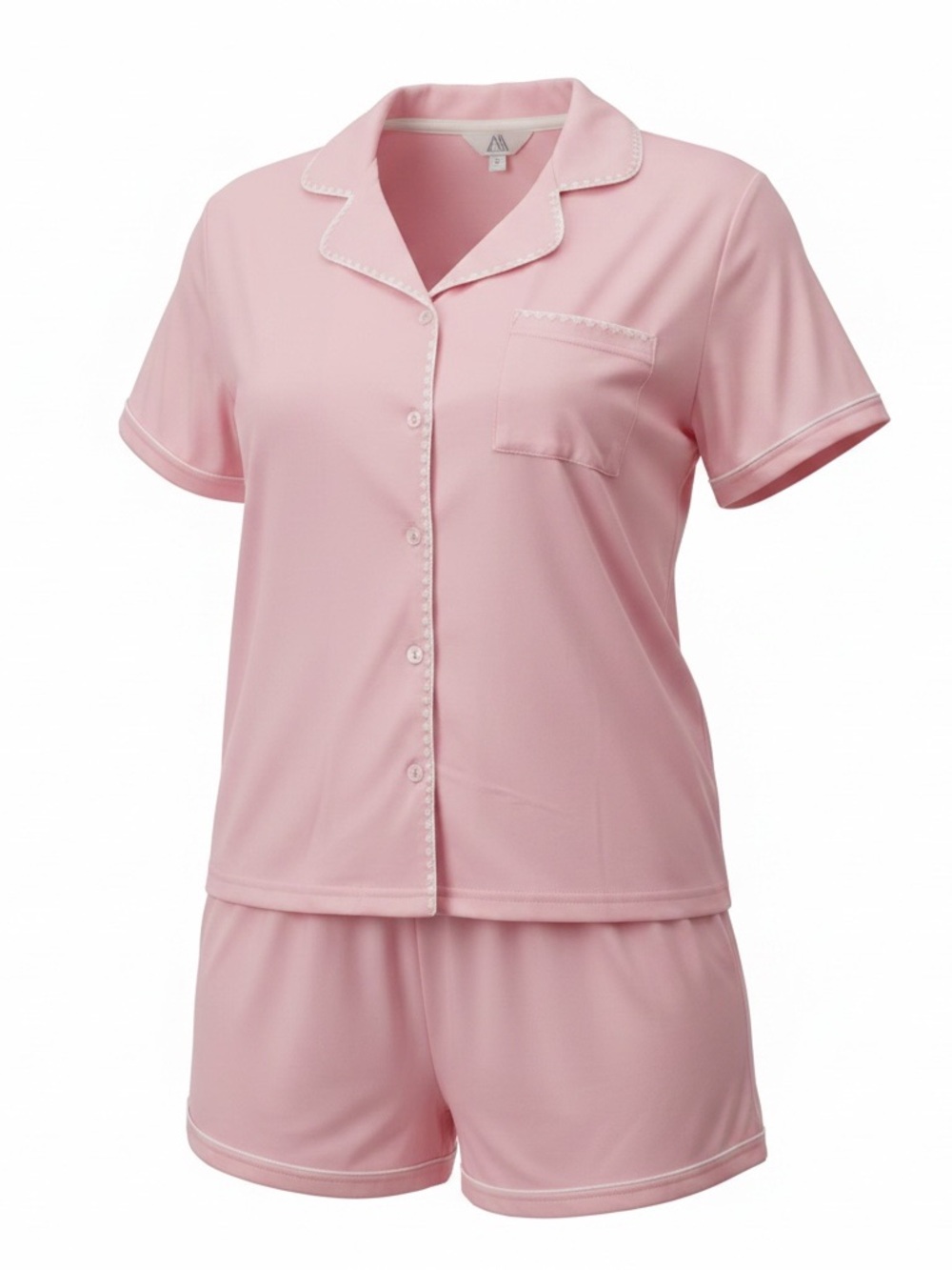 AEROSOLES Pink Short Sleeve Button-Front Pajama Set